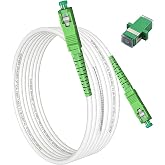 SURFIBER Armored SC/APC to SC/APC Fiber Optic Internet Cable 5 m 16 ft | White 3.0mm OS2 Simplex LSZH Patch Cord for AT&amp;T Fiber and Verizon Fios Optical Jumper Replacement, Extension, and ONT Setup