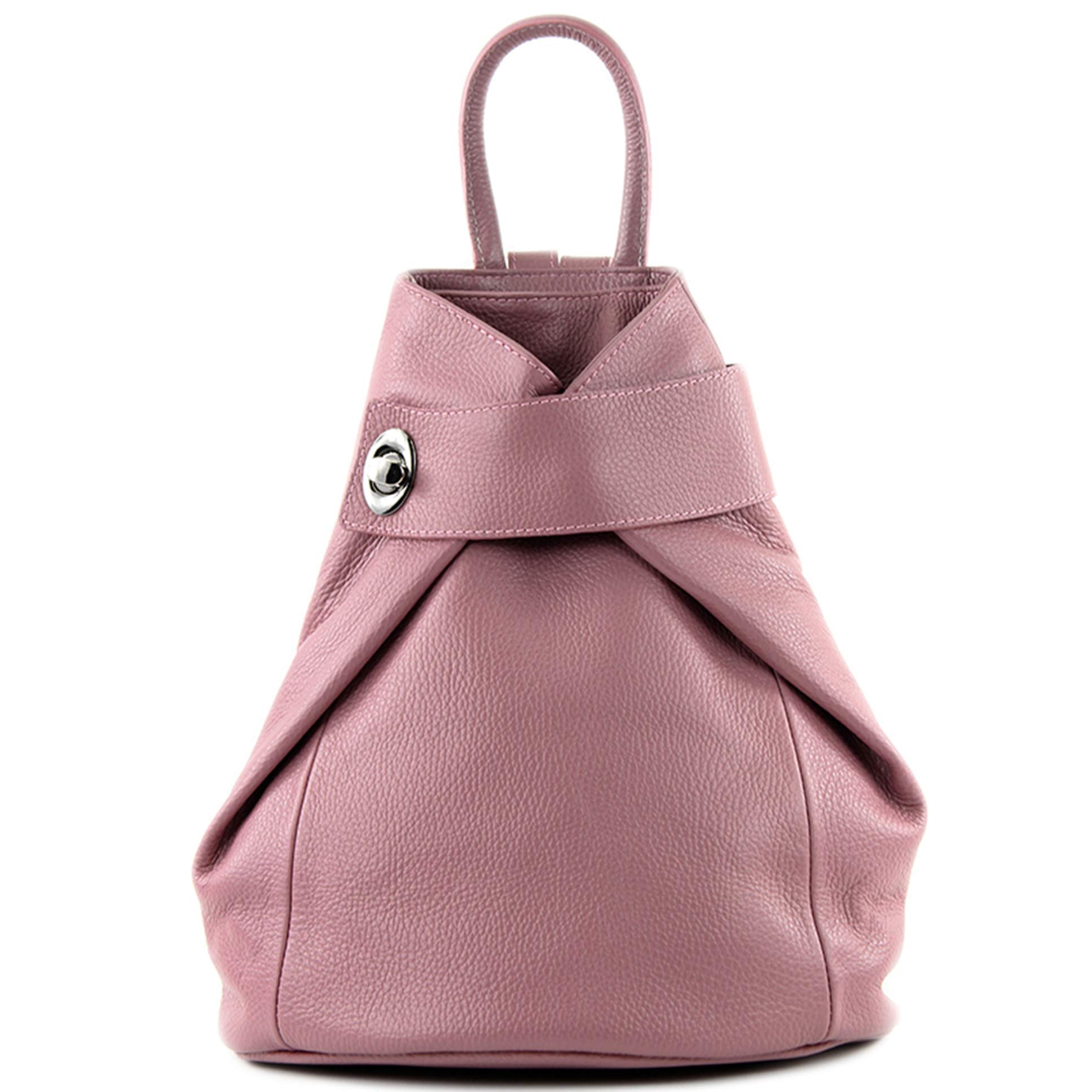 modamoda de - T179 - ital women backpack bag made of leather, Colour:Dusty Pink