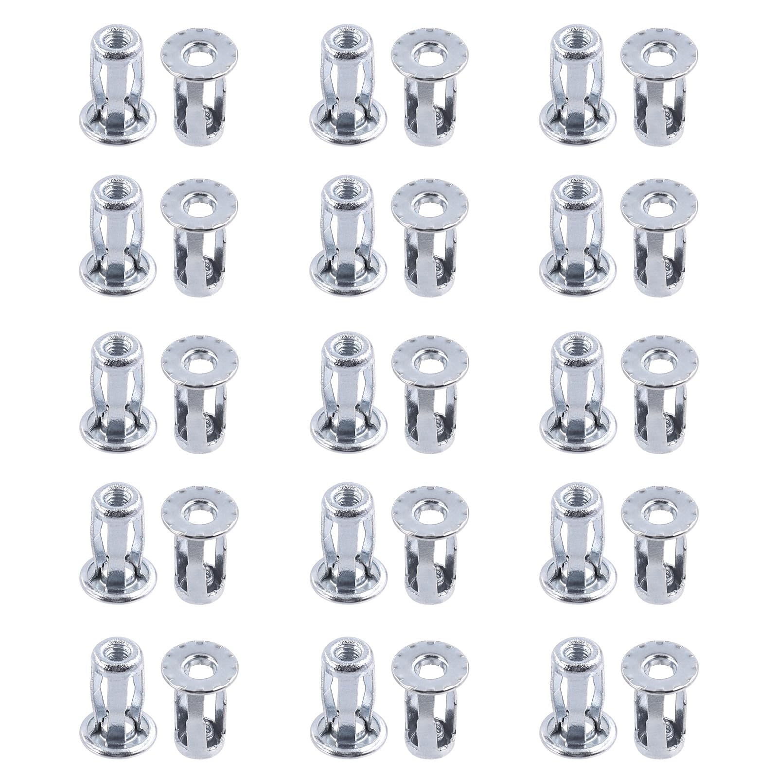 Keadic 30Pcs M4*20 Jack Nut Set, Nutserts Jacknut Srew Anchor Threaded Insert Petal Nuts Rivnut Blind for Plastic Hardboard Polywood Pressboard — image 1