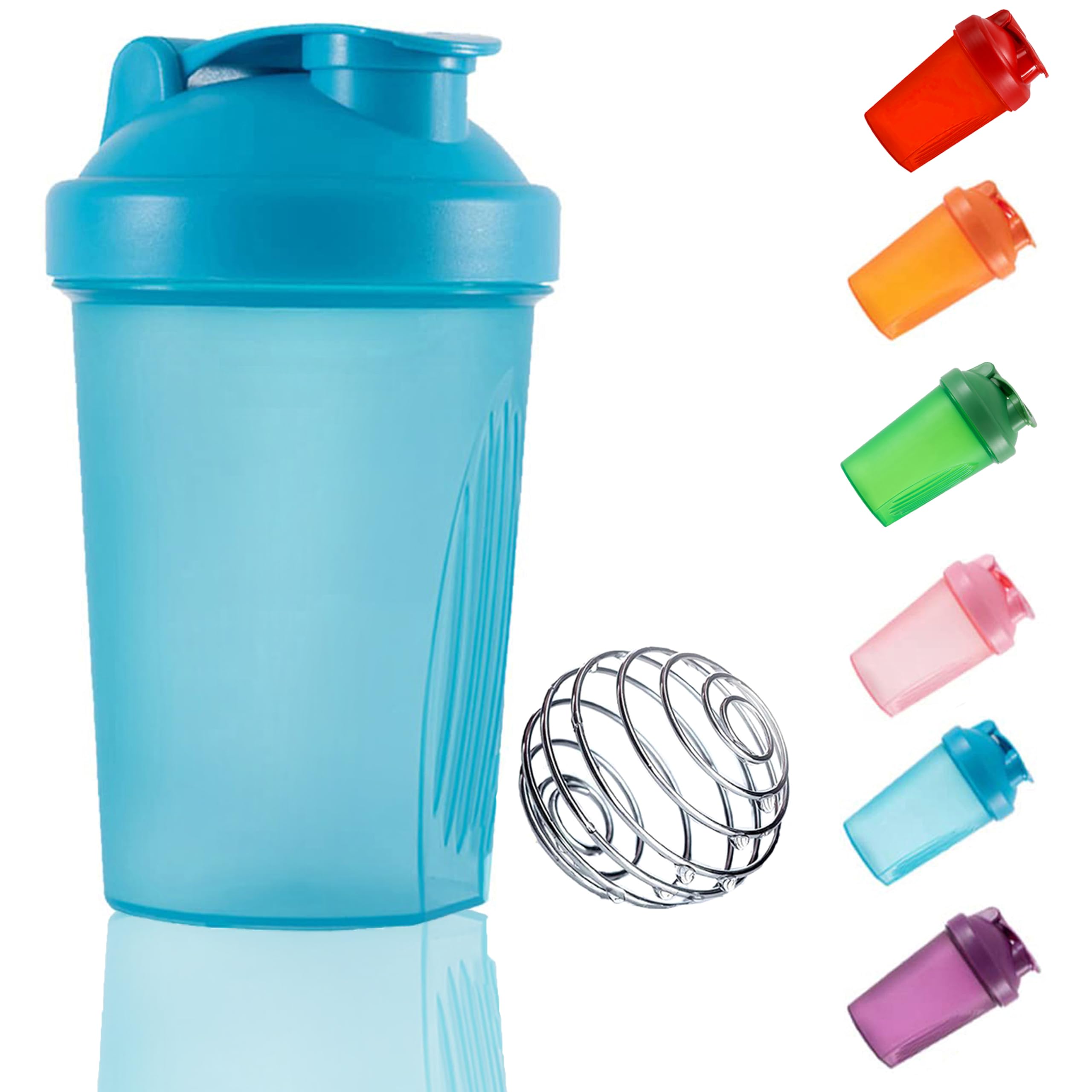 KANGSIT Protein Shaker Bottle 400ml with Stainless Steel Wire Ball, Leakproof, BPA-Free & Dishwasher Safe, Mix Protein Powder, Pre-Workout & Shakes Smoothly for Gym, Running & Sports