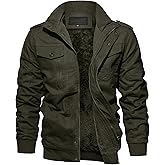 EKLENTSON Men's Winter Jacket with Multi Pockets Zip Front Thick Thermal Fleece Lined Coat Work Cargo Jacket for Men