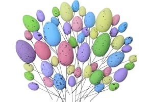 45Pcs Easter Egg Picks, Decorative Mini Foam Eggs, Pastel Egg Stems for Spring Basket Bouquets, Floral Arrangement Centerpiec