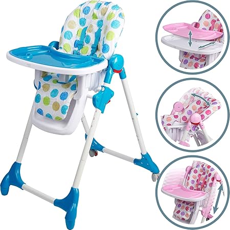 ib style®Premium Hochstuhl mit Liegefunktion | 5-Punkt Sicherheitsgurt |Circles BLAU