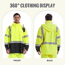 SKSAFETY Hi Vis Reflective Work Rain Jacket for Men