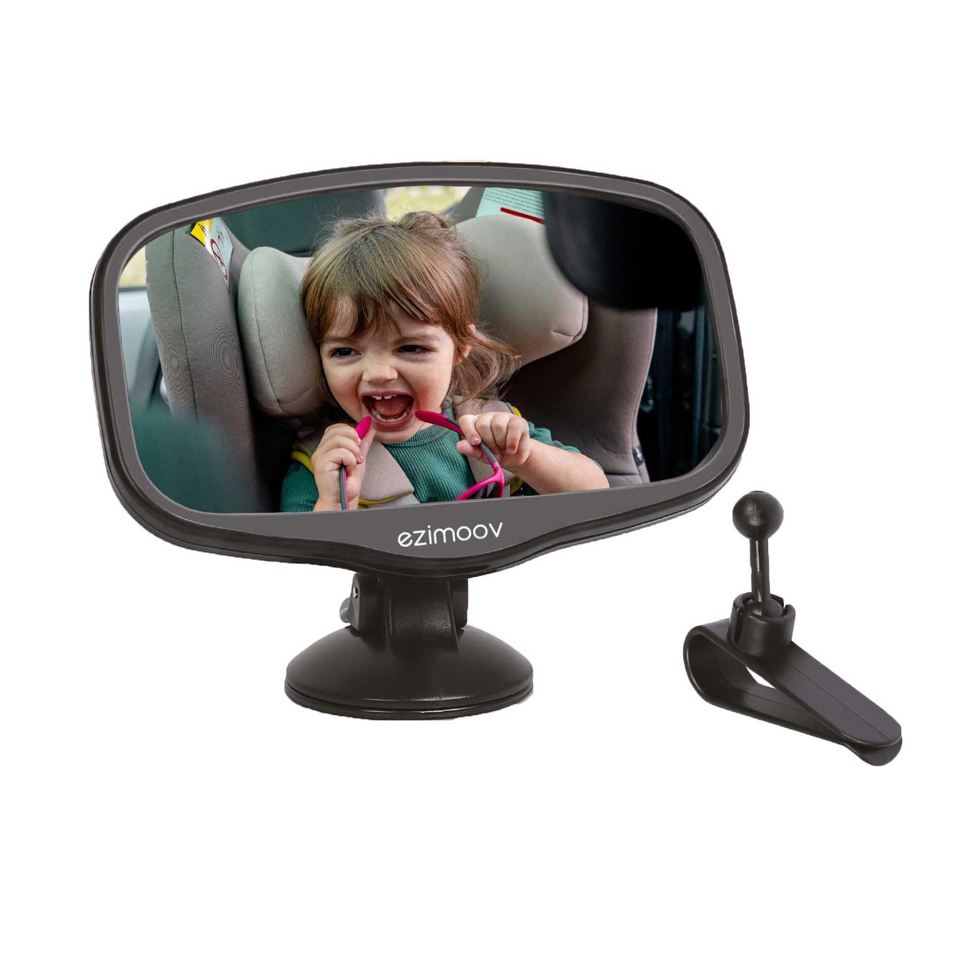 EZIMOOV Baby car mirror mirror to clip or stick to the front of the car to keep an eye on baby safely - rear view - unbreakable - 360° rotation - Recycled Packaging
