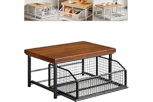 Kitchen Countertop Organizer with Drawer and Wire Basket,Sliding Drawer for Fruit Storage,Space-Saving Kitchen Pantry Organiz