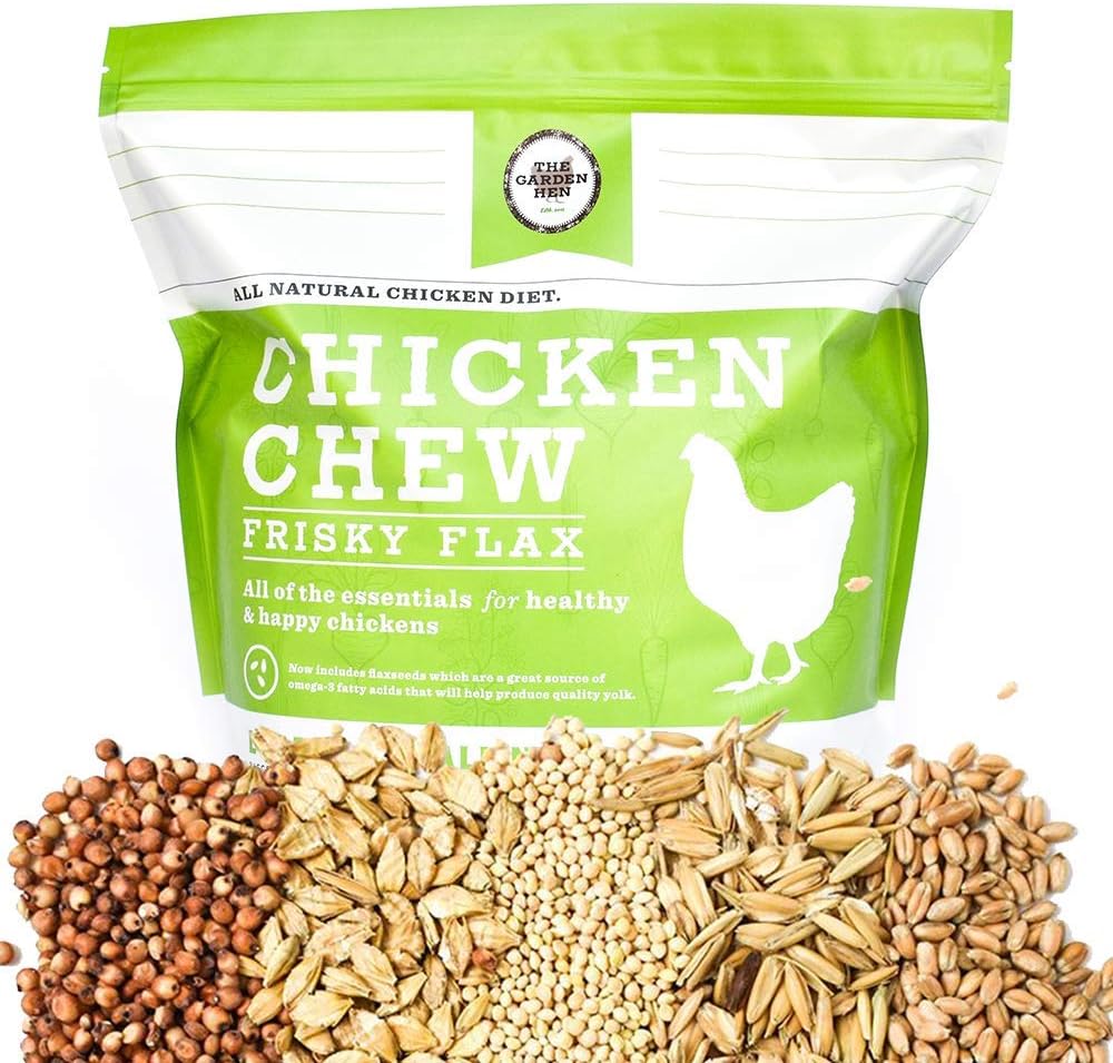 Chicken Chew: Non GMO, No Corn, No Soy All Natural Whole Grain Layer Feed: Frisky Flax With Organic Flax Seed