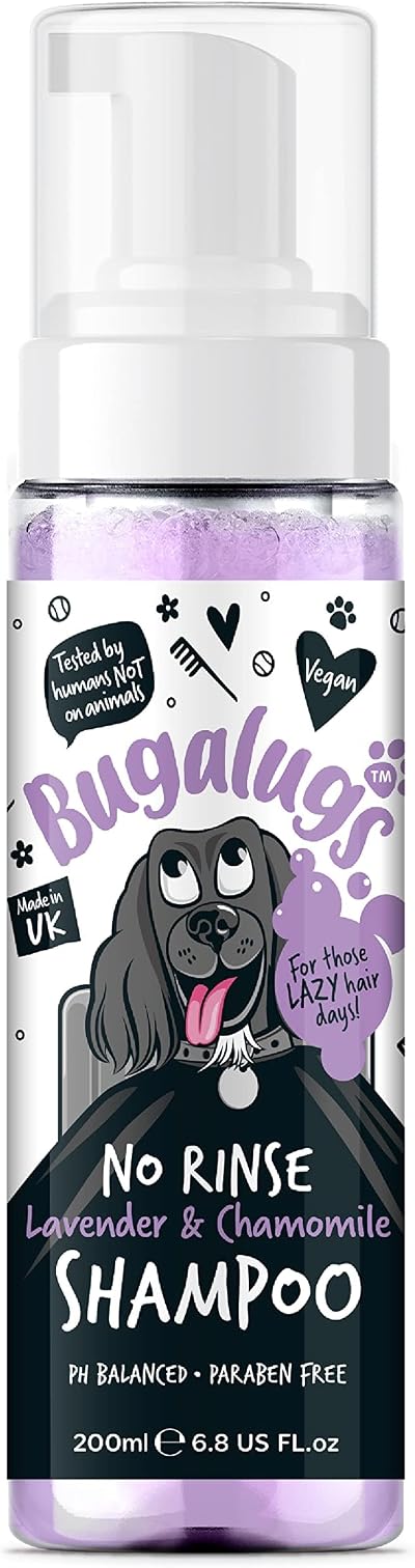 BUGALUGS No Rinse Lavender & Chamomile Dog Shampoo Calming Foam