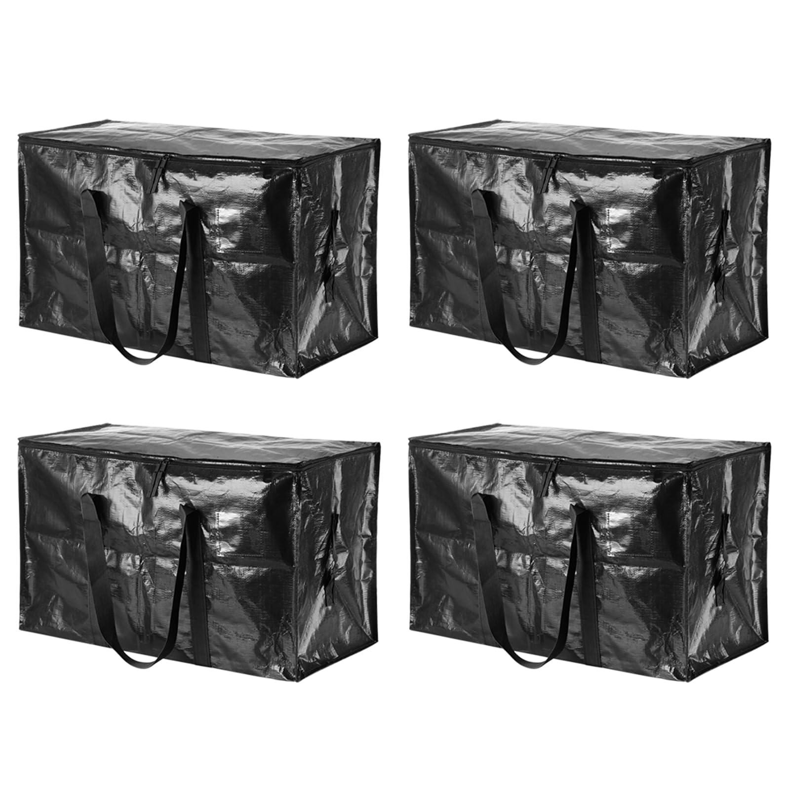 PATIKIL Extra Large Moving Bags, 4 Pack Large Bag with Reinforced Handles and Zipper Storage Tote Packing Bags Collapsible for Clothes Moving Supplies,Black