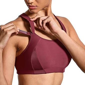 SYROKAN Sport BHS Mit Starkem Halt Leicht Gepolstert Vorderseite Verstellbare Riemen Top für Damen