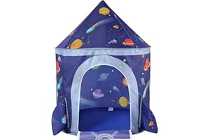 TTLOJ Rocket Space Ship Kids Play Tent Gift, Toddlers Playhouse Castle Toys, Baby Boys Girls Gift for 3 4 5 6 7 Year Old, Outdoor Indoor Teepee Tent