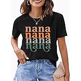 Nana Shirt: Grandma Gifts Gigi Tshirts for Women Floral Graphic Tee Leopard Print Summer Casual Funny Short Sleeve Tops