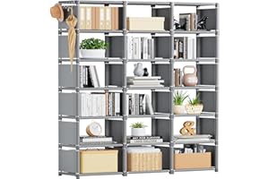 Mavivegue Bookshelf,18 Cube Storage Organizer,Extra Large Book Shelf Organizer,Tall Bookcase Shelf,Book Cases/Shelves,Grey Cube Shelf,Cubbies Closet Shelves for Bedroom,Living Room,Home,Office
