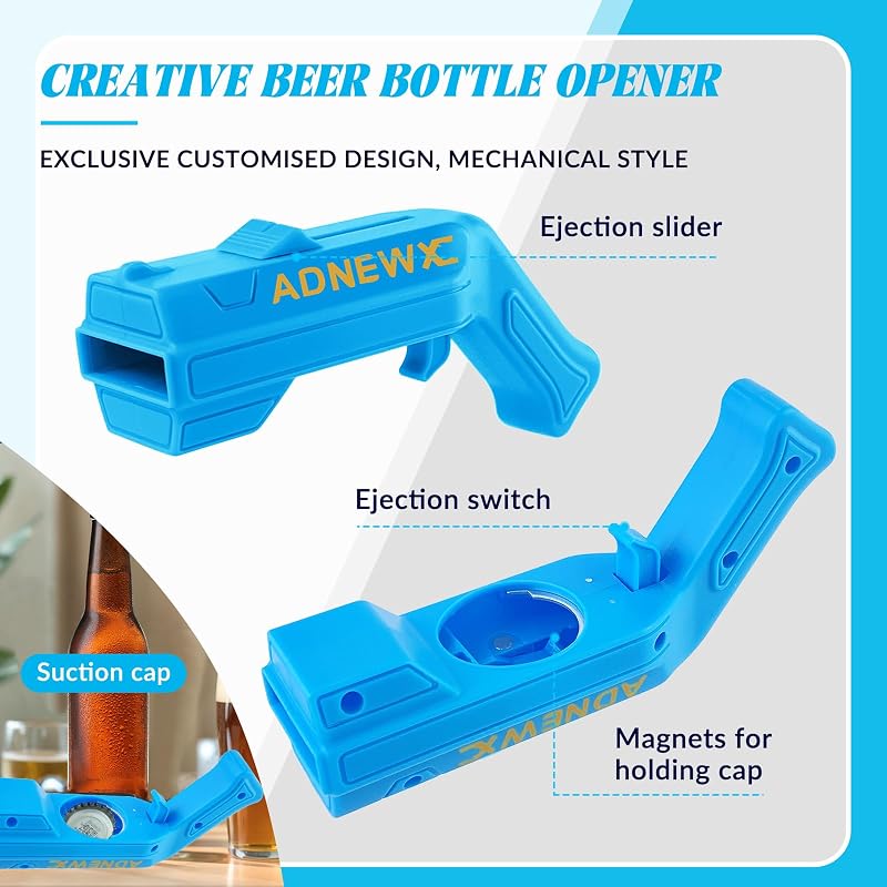 Abrebotellas Pistola, Cap Gun Abridor de Botellas de Cerveza Azul — foto 3 de 7