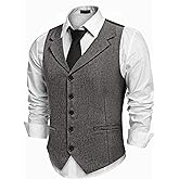 COOFANDY Men's Suit Vests Slim Fit Waistcoat Notch Lapel Casual Formal Vest