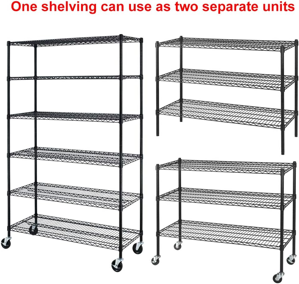 Storage Metal Shelf Wire Shelving Unit with Wheels 82x48x18 Sturdy