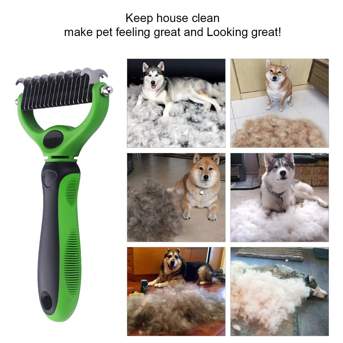 WLWQ Best Dematting Tool for Dogs - Dog Grooming Comb for Undercoat Removal
