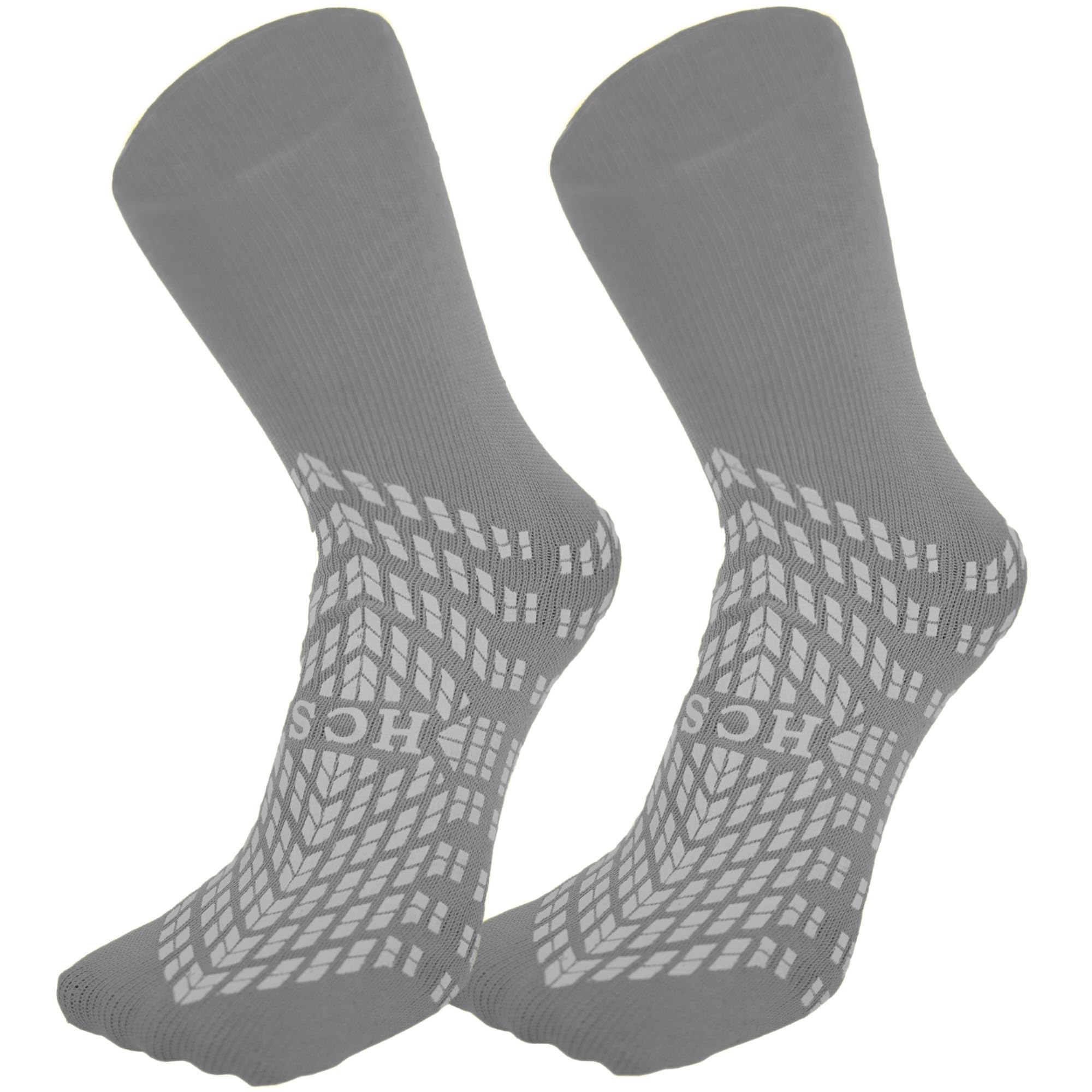 Photo 1 of **MISSING 3 PAIRS** HCS Non-Slip Hospital Socks with Grips for Women & Men (6 Pairs) - 360 All-Around Tread Non-Slip Sock for Elderly/Seniors - Hospital Grip Socks, Fall Risk Patient Slippers (Gray, Regular)