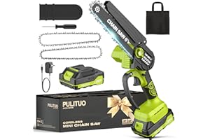 PULITUO Mini Chainsaw Cordless, 6 Inch Electric Chainsaw Cordless Small Battery Powered Chainsaw, Lightweight Portable Handheld Chain Saw Electric Saw for Tree Branches Wood Cutting Pruning Gardening Gfit