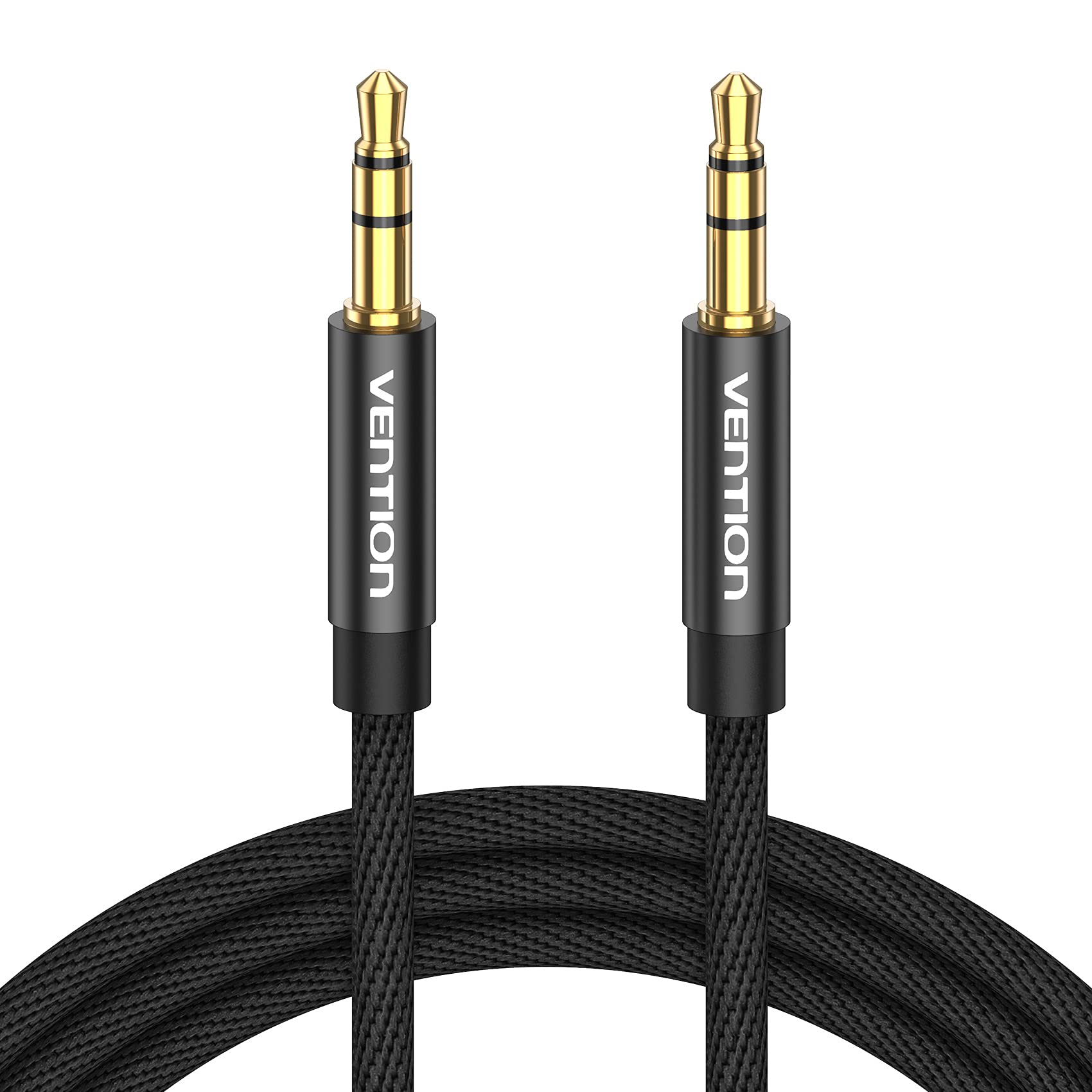 VENTION 1m Nylon Braided Aux Cable - 3.5mm TRS to 3.5mm Stereo Jack for Headset, Car Speaker, Soundbar, PC, Laptop and More