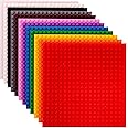 Strictly Briks Stackable Baseplates 12 Pack Compatible with Lego - 2 Rainbow Colors Stackable Brick Building Baseplate 20x20 Studs