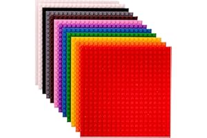 Strictly Briks Stackable Baseplates for Building Toy Pack - Compatible with Lego - 12-Pack, 6x6 in - Rainbow Color Baseplates