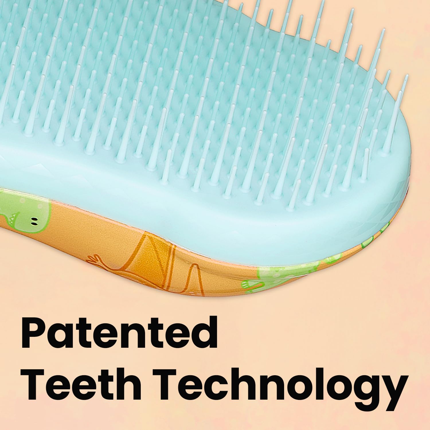 Tangle Teezer Original Detangler Brush, Dry & Wet Travel Size Mini Hair Brush, for Kids & All Hair Types, Dino Mighty