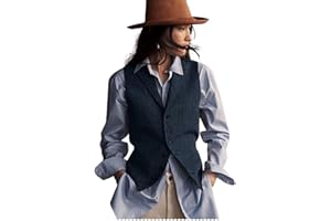 Womens Herringbone Tweed Waistcoat Lapel Sleeveless Blazers V Neck Work Office Suit Vests