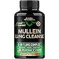Mullein Leaf Extract for Lung Detox - Echinacea | Oregano | Quercetin | NAC - 15-in-1 Lungs Support Supplement - Lung Cleanse for Smokers - Made in USA - As Drops, Tea, Tincture, 60 Vegan Capsules
