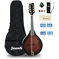 Sunsmile A-Style 8 String Acoustic Mandolin Guitar Instrument with Spruce Top F Holes Body Okoume Neck Rosewood Bridge for Beginners with Gig Bag, Cable, Tuner, Strings, Strap, Picks and Polish Cloth.