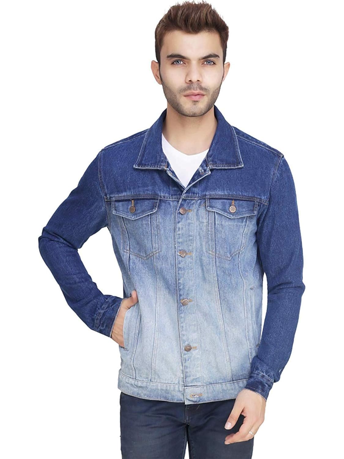 cutting a denim jacket