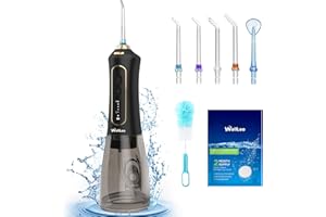 WellLeo Water Flossers for Teeth, 300ML Cordless Oral Irrigator Rechargeable Dental Flosser Picks with 5 Modes 5 Jet Tips,IPX7 Waterproof Teeth Cleaner for Braces Gum Care, Home Travel Use