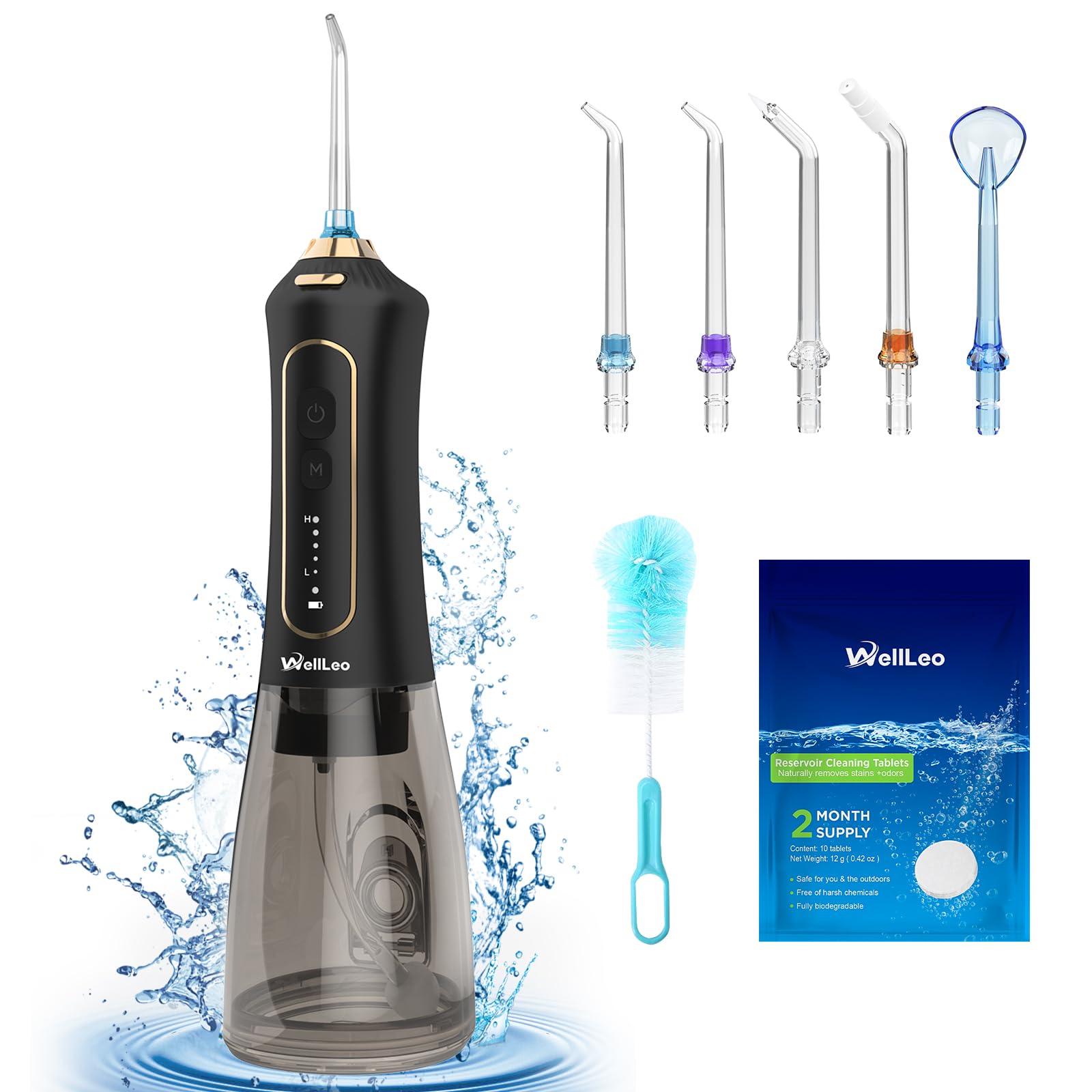 Photo 1 of WellLeo Water Flosser for Teeth, 300ML Cordless Oral Irrigator Rechargeable Dental Flosser Picks with 5 Modes 5 Jet Tips,IPX7 Waterproof Teeth Cleaner for Braces Gum Care, Home Travel Use