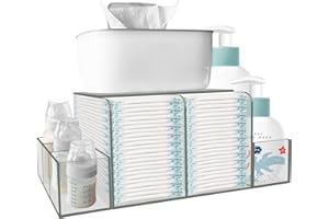 GILPWA Diaper Caddy, Baby Changing Table Organizer, Detachable Clear Acrylic Diaper Storage for Wipe Dispenser, Wipe Warmer and other Diapering Essentials