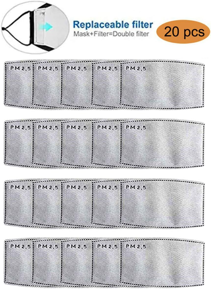 20 Pcs Children Kids PM2.5 Activated Carbon Filter Mask Filters Breathing Insert Protective Mouth Mask Filter for Girls Boys