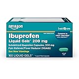 Amazon Basic Care Ibuprofen Liquid Gels 200 mg, Pain Reliever/Fever Reducer (Liquid Filled Capsules), 160 Count