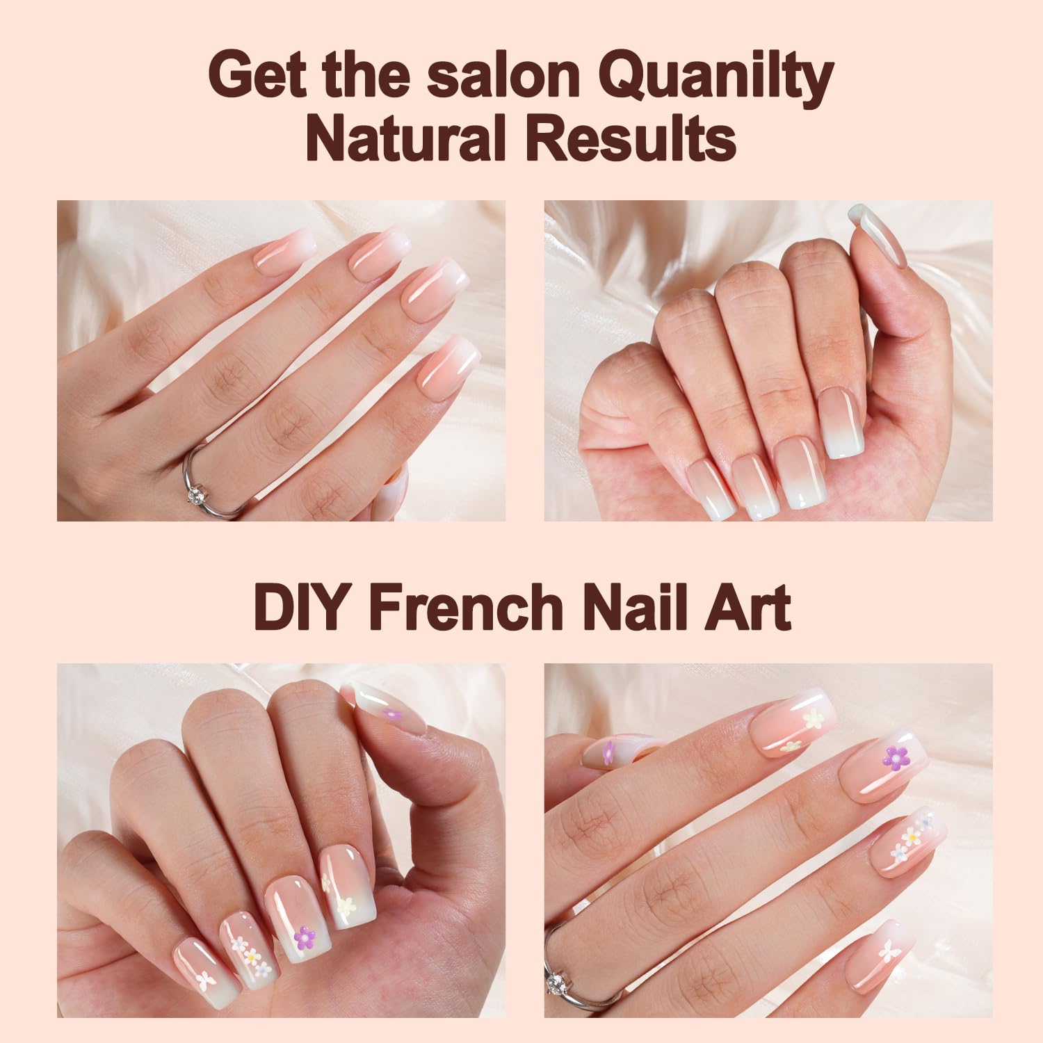 Vansiho Ombre Gel Nail Tips, 150Pcs Peach Gradient Short Square Press on Nails, Soft Gel Nails False Nail, Acrylic Fake Nails for Nail Art DIY 15 Sizes - Image 4