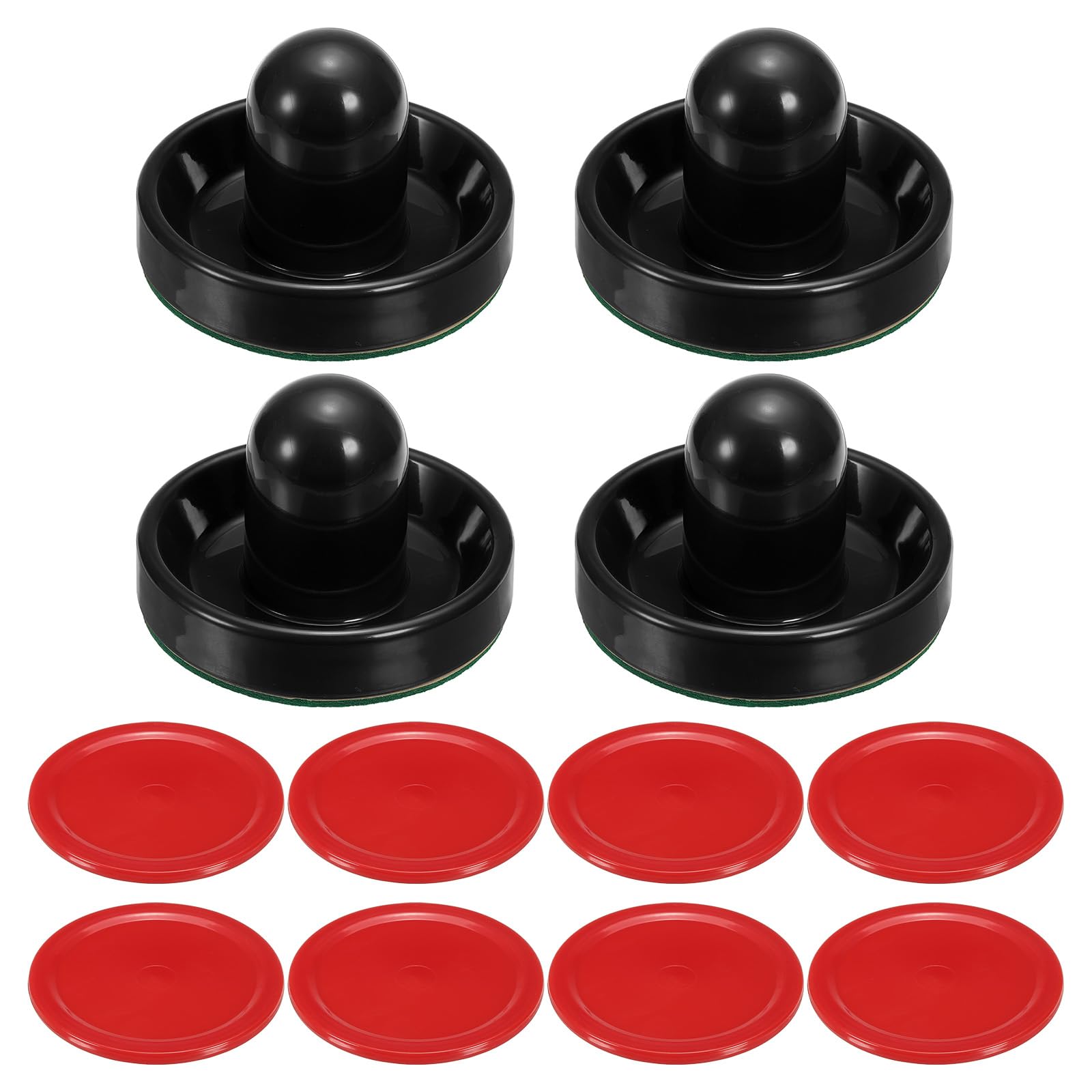 PATIKIL 96mm Air Hockey Pushers and Air Hockey Pucks, Handles Paddles Replacement Accessories for Games Tables(4 Pushers with Pads, 8 Pucks)