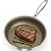 ABIJAN 28cm/11in Non Stick Frying Pan Stainless Steel, Tri-Ply Titanium Pan for Cooking, Non Toxic Stainless Steel Skillet, P