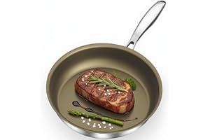 ABIJAN Non Stick Frying Pan 11"/28cm, 18/10 Stainless Steel Frying Pan, Non Toxic Frying Pan with Stay-Cool Handle, PTFE & PF