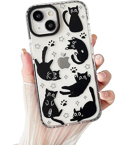 IPhone 15 Hülle – Niedliches Katzen-Blumen-Design, Transparentes TPU, Weich & Griffig