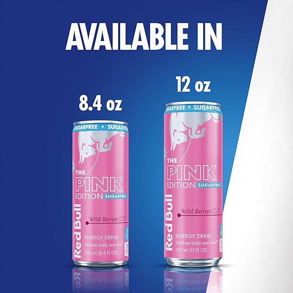 RED BULL PINK EDITION SUGAR-FREE ENERGY DRINK, WILD BERRIES, WITH 80MG CAFFEINE PLUS TAURINE & B VITAMINS, 8.4 FL OZ, PACK OF 4 CANS