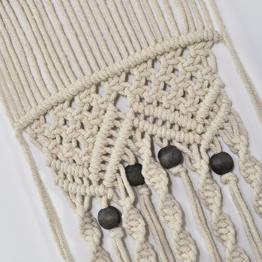 Hecha A Mano Decoracion De Hogar Pared Hanging Beige Algodon Hilo