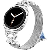 NewWays Compatible for Samsung Galaxy Watch 8 40mm 44mm/8 Classic 46mm Bands, Women Metal Replacement Bling Jewelry Bracelet Rhinestone Strap Wristband for Galaxy Watch 8/8 Classic