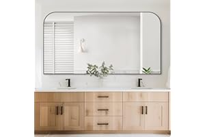 LADYNOW Bathroom Mirror, 60x30 Inch Wall Mirror, Black Metal Framed Mirror Vanity Mirror for Bathroom, Living Room, Bedroom, Entryway