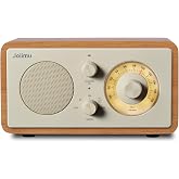 Joiimu Vintage Small Radio Bluetooth Speaker for Home Office Kitchen Decor | Excellent Sound, Good Reception, Compact size, Built in White Noise, Built in 2600mah Rechargeable Battery