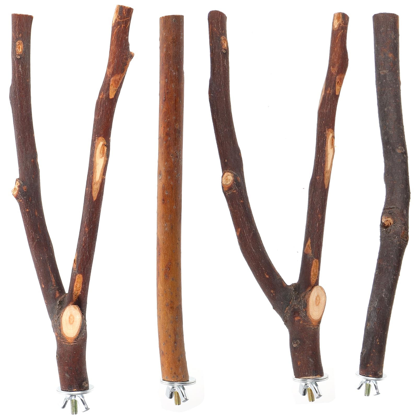 iplusmile 4pcs Natural Wood Bird Perch Set for Parakeets - Climbing Branches for Bird Cages, Comfortable Perches