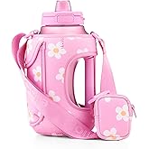 Ello Hydra 64oz Half Gallon Water Jug with Handle and Motivational Time Markers for All Day Hydration, Plastic Reusable Water Bottle with Straw and Locking, Leak Proof Lid, BPA Free