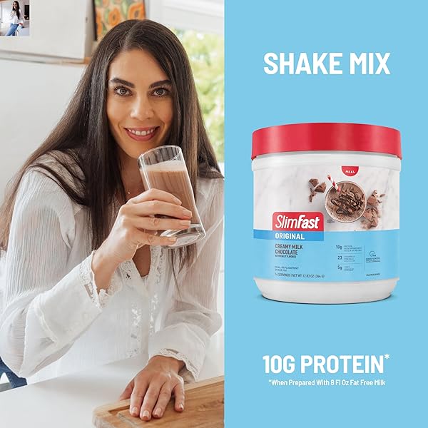 SLIMFAST ORIGINAL MEAL REPLACEMENT POWDER, CREAMY MILK CHOCOLATE, WEIGHT LOSS SHAKE MIX, 10G OF PROTEIN, 14 SERVINGS (PACK OF 3) (PACKAGING MAY VARY)