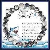 MollyQueen Shark Bracelet for Women Shark Teeth Charm Jewelry Shark Themed Gifts Inspirational Gifts